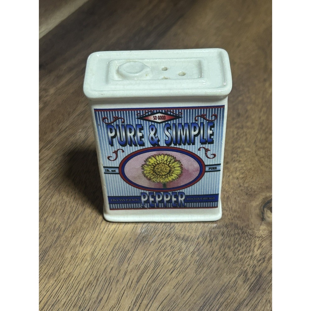 Vintage Pure And Simple Pepper Shaker Ceramic